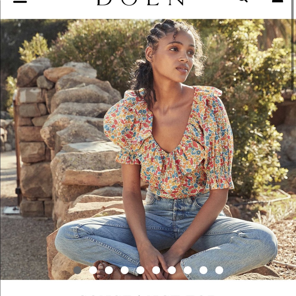 Doen Constance Top Liberty Fabric poppy and daisy floral NWT L